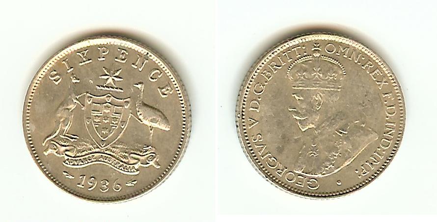 Australian 6 Pence 1936 EF+